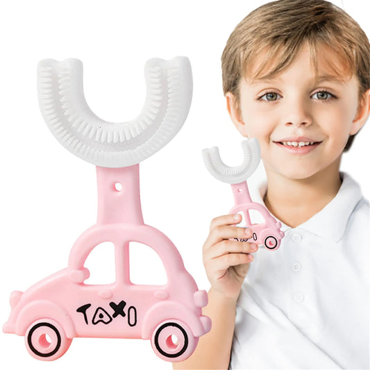 silicon-toothbrush-for-kids-taxi-design-portable-hand-held-shaped-infant-soft-bristle-360-degrees-mouthpiece-tooth-brush-random-color
