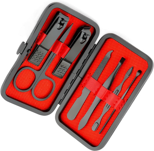 premium-manicure-amp-pedicure-kit-stainless-steel-nail-clippers-set-with-grooming-tools-for-hand-foot-amp-facial-care-travel-case-included-10-pcs-creative-smiley-nail-tool-set