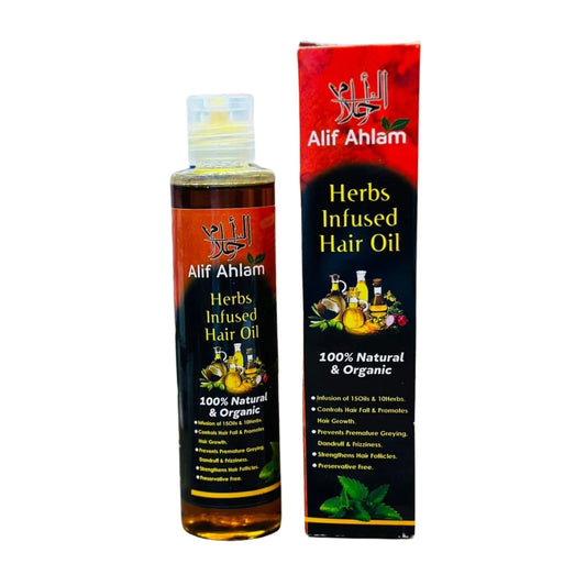 alif-ahlam-herbs-infused-hair-oil-natural-herbal-hair-growth-oil-for-strong-shiny-and-healthy-hair-nourishing-scalp-treatment