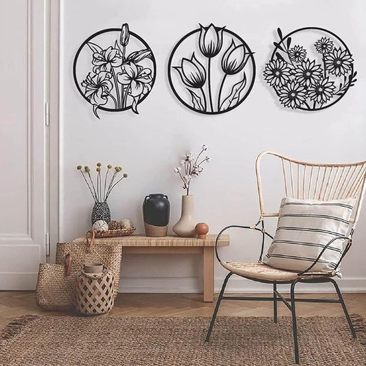 (3 pcs set )3D floral abstract Wooden Wall Art & Home Decoration /  Item Home Décor Home Room & Wall Decor Wall Art