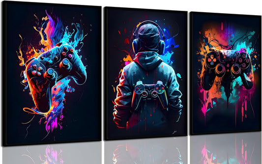 3pcs-cool-gaming-wall-art-retro-video-game-sticky-phototiles-wall-frames