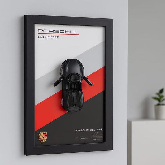 Car Wall Frame – 3D Black Sports Car Decorative Wall Art with Modern Frame, Stylish Home & Office Interior Décor, Perfect Gift for Car Enthusiasts (8x12 Inches)