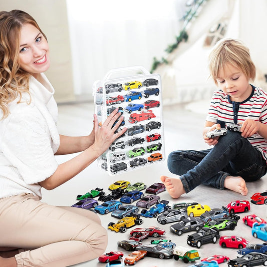 single-car-48pcs-box-car-model-storage-case-box-portable-suitcase-for-46-h0t-wheels-or-matchbox-cars-with-individual-parking-space-and-dust-proof-ultimate-plastic