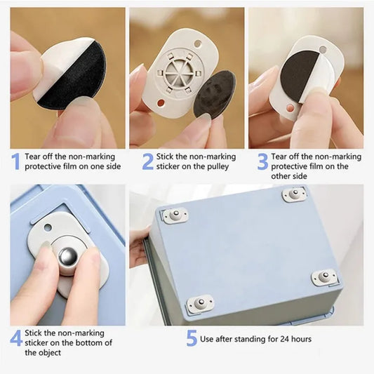 Quality Furniture Moving Wheel -  [4 Pcs] | Stainless Steel Mini Swivel Wheels With 360 Degree Rotation For Bins Storage Box