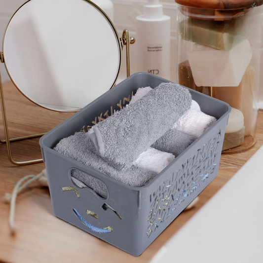 Pack of 3 Smile basket | Storage Organizer Basket |  Multipurpose Baskets For Kitchen, Home, Office & Bathroom (Random color)