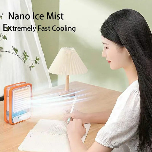 Portable Desktop Air Conditioner USB Mini Air Cooler Fan Water Cooling Fan with 3 Speed Spray Humidifier Purifier for Car Home Rechargeable
