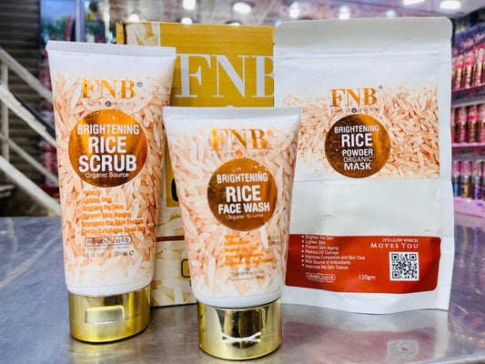 FNB Rice [3 in 1] Whitening Brightening Glow Kit | Home Facial For Best Skin for Girls and Women