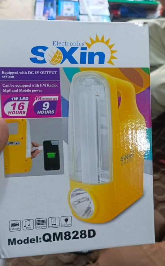 QM828D Led rechargeable emergency light with flashlight power bank for home vehicle (Random color)