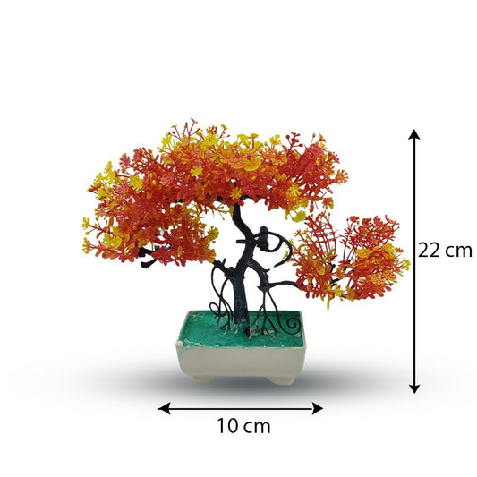 Orange Artificial Bonsai Tree ( 1 Piece )–    Bonsai Tree Room Decor for Home, Office & Bedroom | Best Artificial Pot