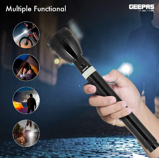 new-emergency-gepass-rechargeable-led-flashlight-100000-hours-of-led-life-long-range-beam-cree-led-outdoor-and-indoor-lights-bright-light-camping-torch-geepas-rl-601