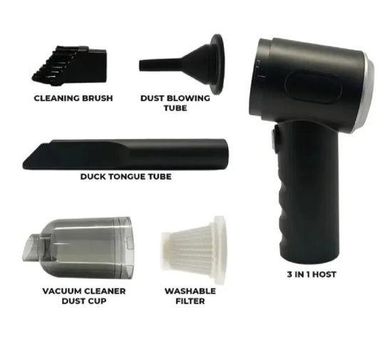 Powerful 3-in-1 Cordless Handheld Vacuum Cleaner with LED Light - Wet & Dry, Strong Suction for Car, Sofa, Carpet & Home Cleaning (With box)