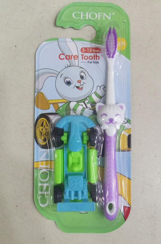 chofn-kids-toothbrush-set-3-12-years-soft-bristles-with-toy-car-random-designs