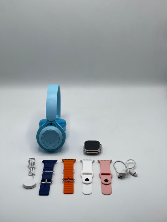 ultra-2-smart-watch-bundle-includes-free-p47-wireless-headphone-7-interchangeable-straps