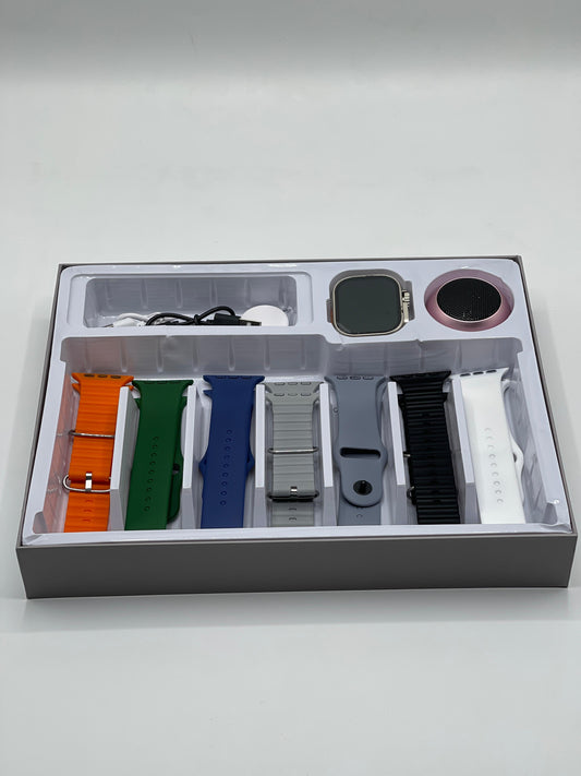 ultra-2-crown-k16-watch-bundle-includes-free-p47-wireless-headphone-7-interchangeable-straps