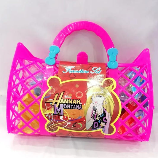 Shopping Bag With Home Furniture Toys For Kids - 10 PCS (Age: 3 Year Plus)