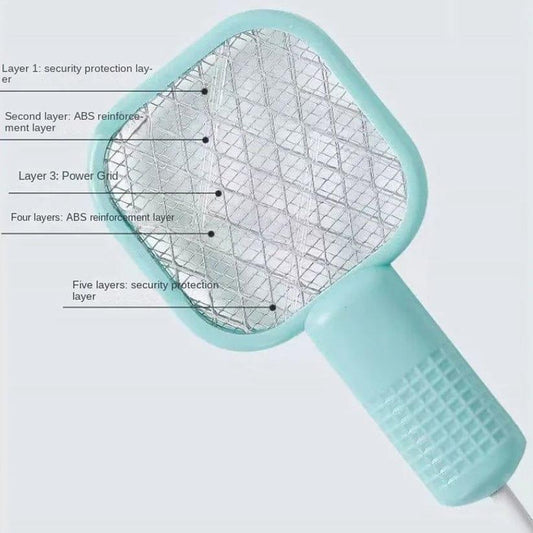 Mini USB Rechargeable Mosquito Racket with UV Light – Portable Electric Bug Zapper & Fly Swatter for Indoor/Outdoor Use, Home, Office, Travel & Camping