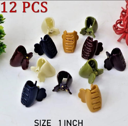 pack-of-12-hair-catchers-small-size-1-inch-multicolor-plastic-clips-for-women-girls-strong-grip-stylish-design-random-color