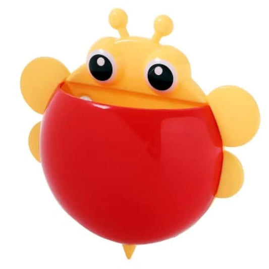 bee-shaped-plastic-toothbrush-holder-with-suction-hook-cute-wall-mounted-toothbrush-stand-for-kids-travel-random-colors
