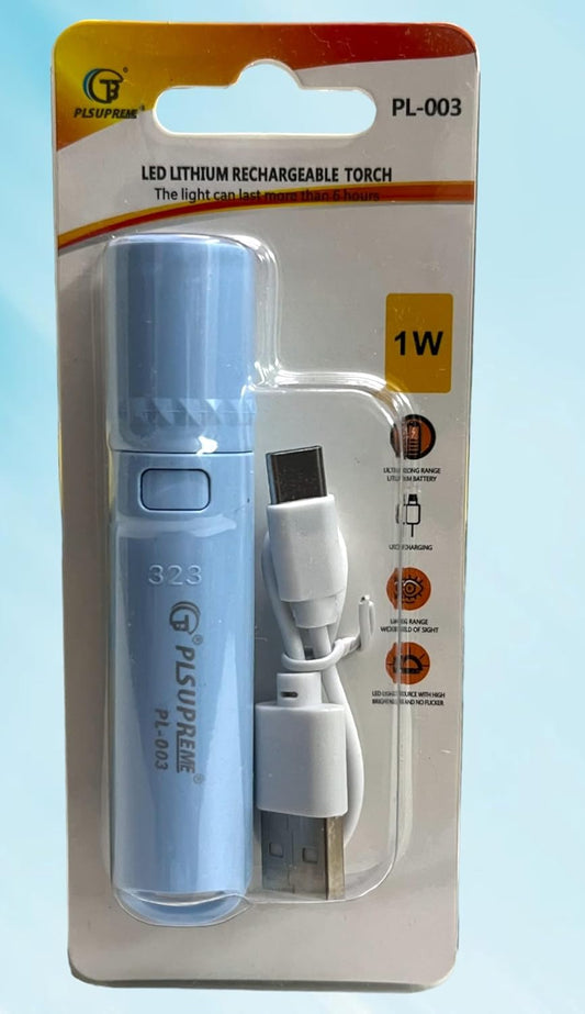 pl-003-long-range-led-rechargeable-torch-light-1000-lumens-3-modes-500m-beam-distance-1400mah-battery-with-usb-cable-durable-outdoor-flashlight
