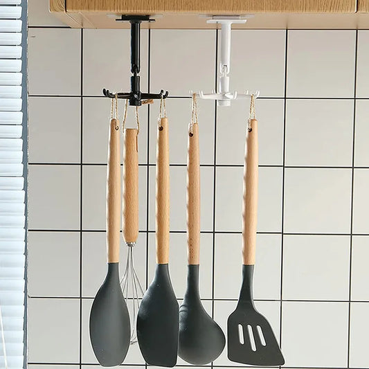 kitchen-tools-spoon-holder-stand-360-degrees-rotated-punch-free-rack-wall-hanging-1pc