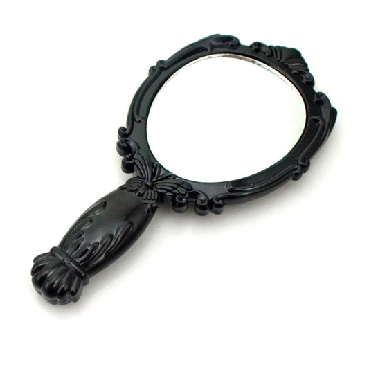 classic handheld makeup mirrors cosmetics sculpture painting decor mirror home decor .. wooden style pocket and purse mirror (Random color)