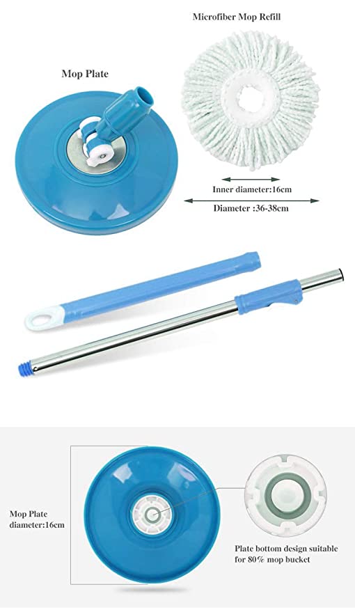 360 Degree Rotating Spin Mop - Original Replacement Parts for Home, Kitchen & Bathroom Cleaning spin mop  ( Random Color )