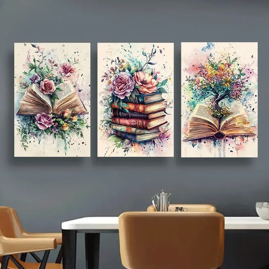 botanical-books-3-piece-watercolor-wall-art-set-celebrating-growth-imagination-8x11-inch