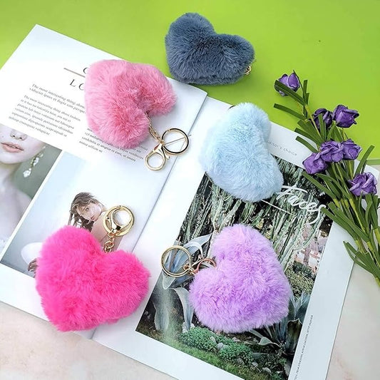 01-pcs-heart-fluffy-fur-ball-pom-pom-keychain-keychains-for-girls-key-chain-for-bags-keychain-for-pouch-heart-keychain-random-color