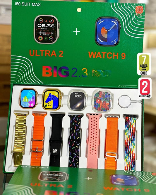 i50-new-model-smart-watch-bundle-7-original-straps-2-premium-watches-2-protective-covers