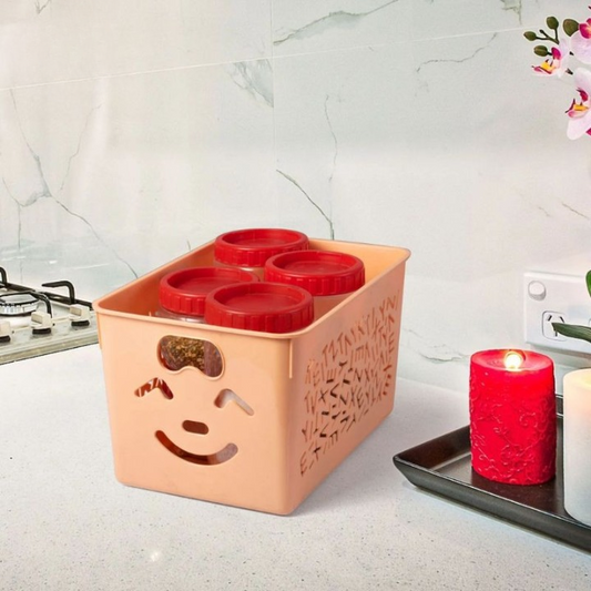Pack of 3 Smile basket | Storage Organizer Basket |  Multipurpose Baskets For Kitchen, Home, Office & Bathroom (Random color)